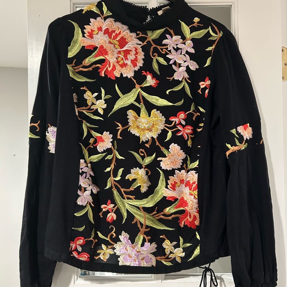 Vibrant Floral Embroidered Women's Blouse